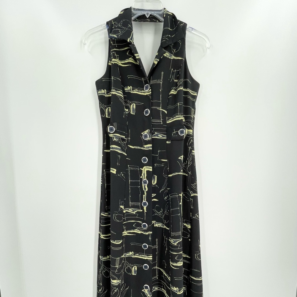 Vintage Bantey Bay By Par Leboff Sleeves Button Down Dress with V Neck Collar